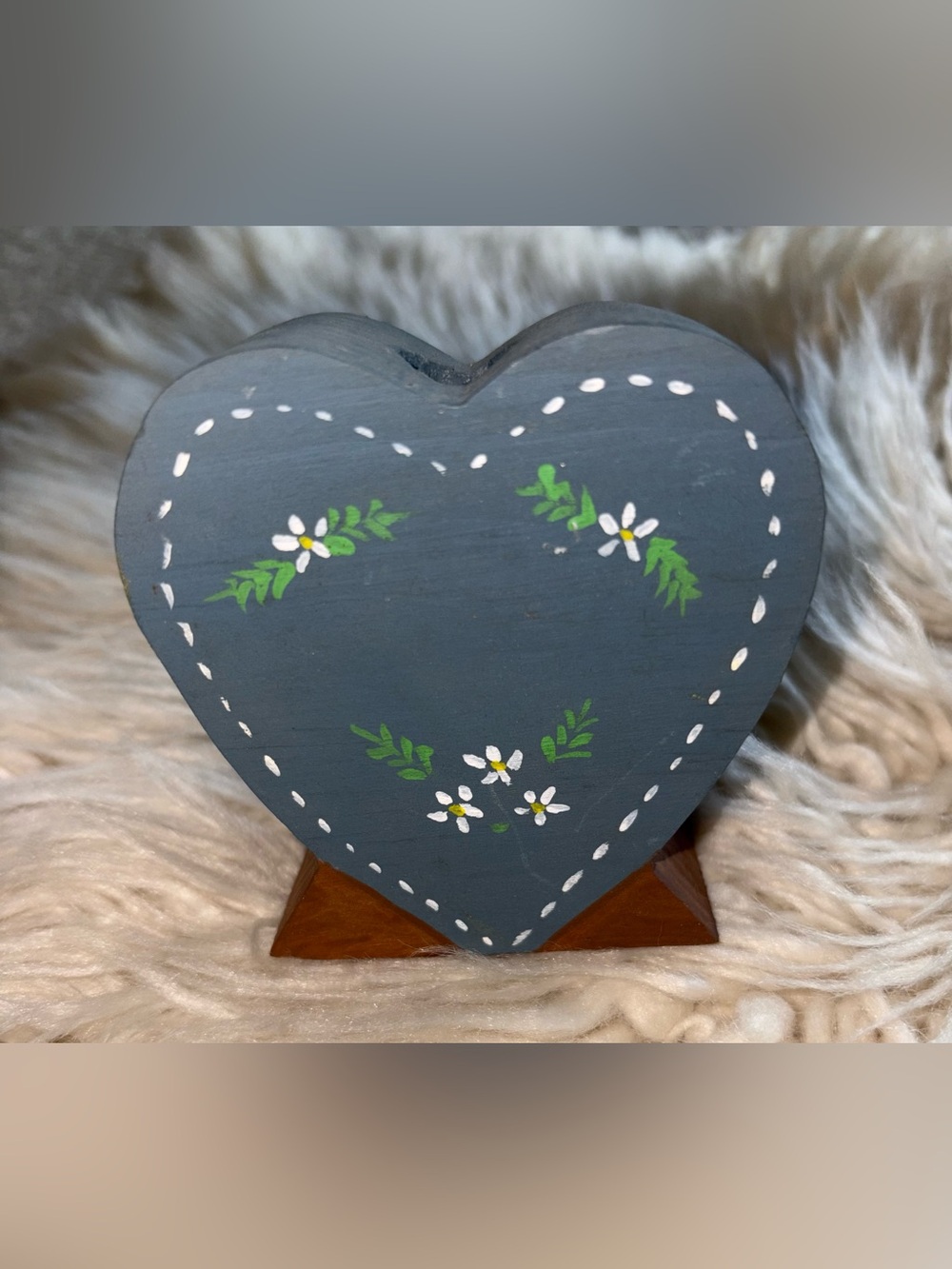 Vintage Wooden Heart Sitter Decor Mini Taper Candle Holder Cottagecore Farmhouse